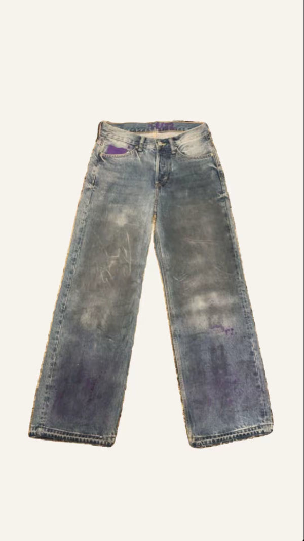 Baggy handmade waxed jeans